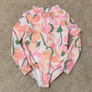 Girls Carters Floral Long Sleeve Kids Swimwear size 6/6X